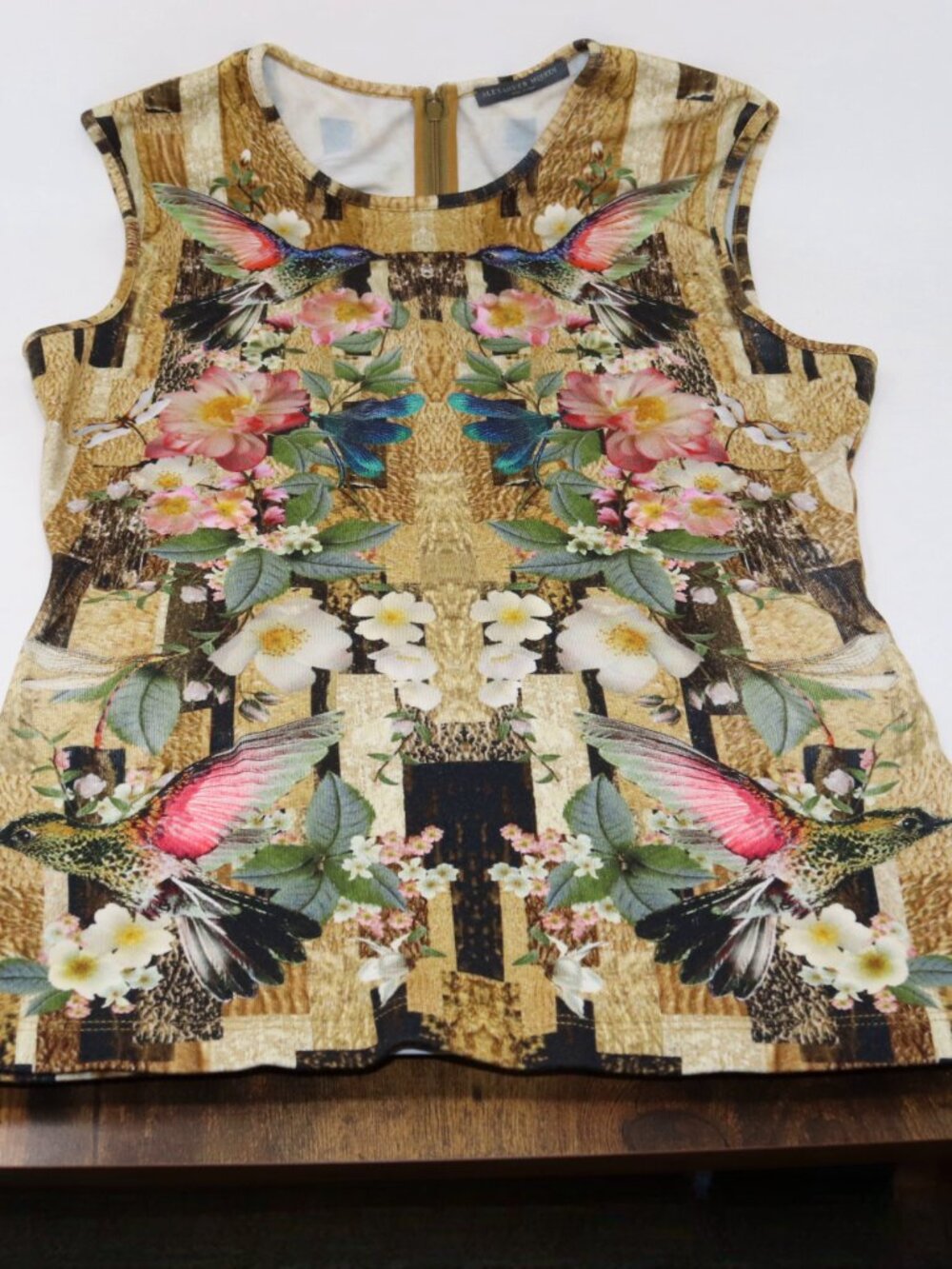 Alexander McQueen Sleeveless Tank top Blouse Hummingbird Floral 2013 - Picture 11 of 14